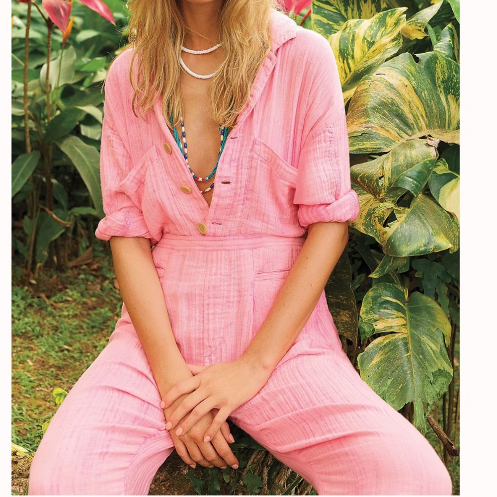 ⭐️ Madrid Cloth Button Boho Modern Peasant Farm Hipster Hippie Art Deco Jumpsuit